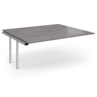 Connex Angled 1800 x 1600 x 725mm Back to Back Add On Bay - Silver Frame / Grey Oak Top