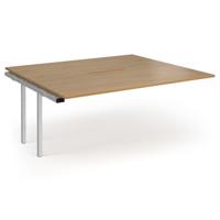 Connex Angled 1800 x 1600 x 725mm Back to Back Add On Bay - Silver Frame / Oak Top