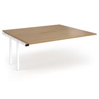 Connex Angled 1800 x 1600 x 725mm Back to Back Add On Bay - White Frame / Oak Top