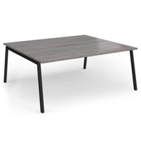 Connex Angled 1800 x 1600 x 725mm Back to Back Desk (2 x 1800mm) - Black Frame / Grey Oak Top