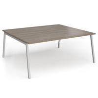 Connex Angled 1800 x 1600 x 725mm Back to Back Desk (2 x 1800mm) - Silver Frame / Nebraska Oak Top
