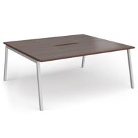 Connex Angled 1800 x 1600 x 725mm Back to Back Desk (2 x 1800mm) - Silver Frame / Walnut Top