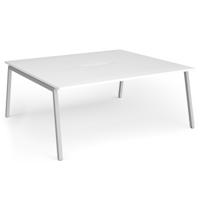 Connex Angled 1800 x 1600 x 725mm Back to Back Desk (2 x 1800mm) - Silver Frame / White Top