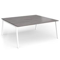 Connex Angled 1800 x 1600 x 725mm Back to Back Desk (2 x 1800mm) - White Frame / Grey Oak Top