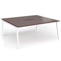 Connex Angled 1800 x 1600 x 725mm Back to Back Desk (2 x 1800mm) - White Frame / Walnut Top