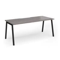 Connex Angled 1800 x 800 x 725mm Single Desk - Black Frame / Grey Oak Top