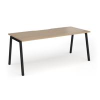 Connex Angled 1800 x 800 x 725mm Single Desk - Black Frame / Kendal Oak Top