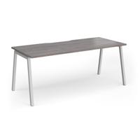 Connex Angled 1800 x 800 x 725mm Single Desk - Silver Frame / Grey Oak Top