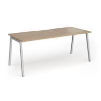 Connex Angled 1800 x 800 x 725mm Single Desk - Silver Frame / Kendal Oak Top