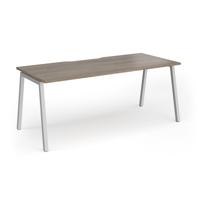 Connex Angled 1800 x 800 x 725mm Single Desk - Silver Frame / Nebraska Oak Top