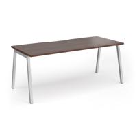 Connex Angled 1800 x 800 x 725mm Single Desk - Silver Frame / Walnut Top
