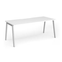 Connex Angled 1800 x 800 x 725mm Single Desk - Silver Frame / White Top