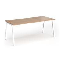 Connex Angled 1800 x 800 x 725mm Single Desk - White Frame / Beech Top