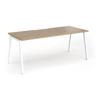 Connex Angled 1800 x 800 x 725mm Single Desk - White Frame / Kendal Oak Top