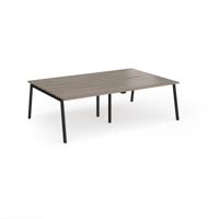 Connex Angled 2400 x 1600 x 725mm Back to Back Desk (4 x 1200mm) - Black Frame / Nebraska Oak Top