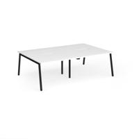 Connex Angled 2400 x 1600 x 725mm Back to Back Desk (4 x 1200mm) - Black Frame / White Top