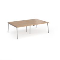 Connex Angled 2400 x 1600 x 725mm Back to Back Desk (4 x 1200mm) - Silver Frame / Beech Top