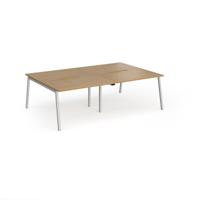 Connex Angled 2400 x 1600 x 725mm Back to Back Desk (4 x 1200mm) - Silver Frame / Oak Top