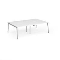 Connex Angled 2400 x 1600 x 725mm Back to Back Desk (4 x 1200mm) - Silver Frame / White Top