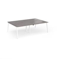 Connex Angled 2400 x 1600 x 725mm Back to Back Desk (4 x 1200mm) - White Frame / Grey Oak Top