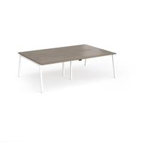 Connex Angled 2400 x 1600 x 725mm Back to Back Desk (4 x 1200mm) - White Frame / Nebraska Oak Top