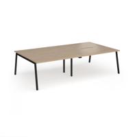 Connex Angled 2800 x 1600 x 725mm Back to Back Desk (4 x 1400mm) - Black Frame / Kendal Oak Top