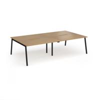 Connex Angled 2800 x 1600 x 725mm Back to Back Desk (4 x 1400mm) - Black Frame / Oak Top