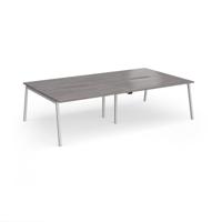 Connex Angled 2800 x 1600 x 725mm Back to Back Desk (4 x 1400mm) - Silver Frame / Grey Oak Top