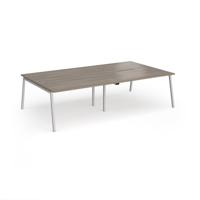 Connex Angled 2800 x 1600 x 725mm Back to Back Desk (4 x 1400mm) - Silver Frame / Nebraska Oak Top