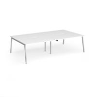 Connex Angled 2800 x 1600 x 725mm Back to Back Desk (4 x 1400mm) - Silver Frame / White Top