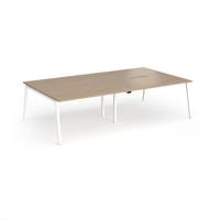 Connex Angled 2800 x 1600 x 725mm Back to Back Desk (4 x 1400mm) - White Frame / Kendal Oak Top