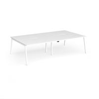 Connex Angled 2800 x 1600 x 725mm Back to Back Desk (4 x 1400mm) - White Frame / White Top