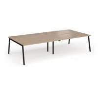 Connex Angled 3200 x 1600 x 725mm Back to Back Desk (4 x 1600mm) - Black Frame / Kendal Oak Top