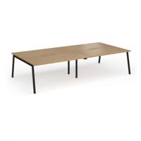 Connex Angled 3200 x 1600 x 725mm Back to Back Desk (4 x 1600mm) - Black Frame / Oak Top