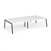 Connex Angled 3200 x 1600 x 725mm Back to Back Desk (4 x 1600mm) - Black Frame / White Top