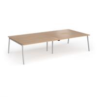 Connex Angled 3200 x 1600 x 725mm Back to Back Desk (4 x 1600mm) - Silver Frame / Beech Top