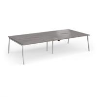 Connex Angled 3200 x 1600 x 725mm Back to Back Desk (4 x 1600mm) - Silver Frame / Grey Oak Top