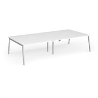 Connex Angled 3200 x 1600 x 725mm Back to Back Desk (4 x 1600mm) - Silver Frame / White Top