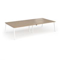 Connex Angled 3200 x 1600 x 725mm Back to Back Desk (4 x 1600mm) - White Frame / Kendal Oak Top