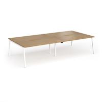 Connex Angled 3200 x 1600 x 725mm Back to Back Desk (4 x 1600mm) - White Frame / Oak Top