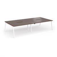 Connex Angled 3200 x 1600 x 725mm Back to Back Desk (4 x 1600mm) - White Frame / Walnut Top