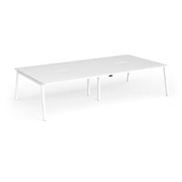 Connex Angled 3200 x 1600 x 725mm Back to Back Desk (4 x 1600mm) - White Frame / White Top