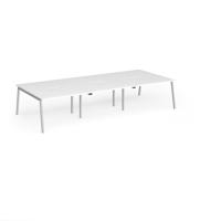 Connex Angled 3600 x 1600 x 725mm Back to Back Desk (6 x 1200mm) - Silver Frame / White Top