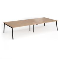 Connex Angled 3600 x 1600 x 725mm Back to Back Desk (4 x 1800mm) - Black Frame / Beech Top