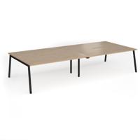 Connex Angled 3600 x 1600 x 725mm Back to Back Desk (4 x 1800mm) - Black Frame / Kendal Oak Top