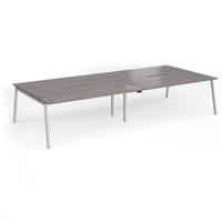 Connex Angled 3600 x 1600 x 725mm Back to Back Desk (4 x 1800mm) - Silver Frame / Grey Oak Top