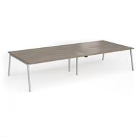 Connex Angled 3600 x 1600 x 725mm Back to Back Desk (4 x 1800mm) - Silver Frame / Nebraska Oak Top