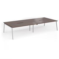 Connex Angled 3600 x 1600 x 725mm Back to Back Desk (4 x 1800mm) - Silver Frame / Walnut Top