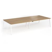Connex Angled 3600 x 1600 x 725mm Back to Back Desk (4 x 1800mm) - White Frame / Oak Top