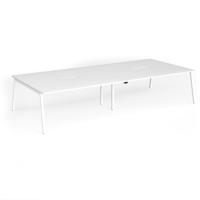 Connex Angled 3600 x 1600 x 725mm Back to Back Desk (4 x 1800mm) - White Frame / White Top